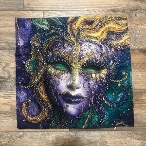 Mardi Gras Mask Pillow Cover New Orleans Louisiana 17x17 New